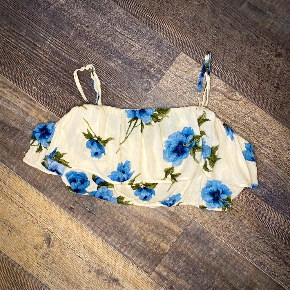American Eagle Boho Blue Floral Crop Top
